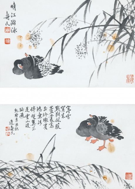 邊壽民  花鳥立軸 37*23cm*2