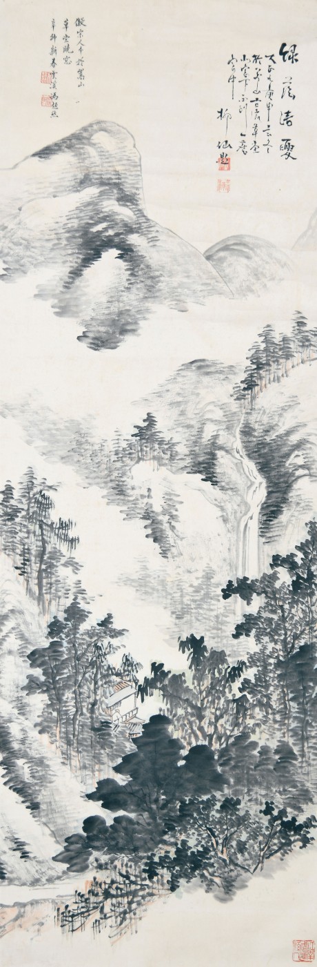 馮超然 山水立軸 134*46cm