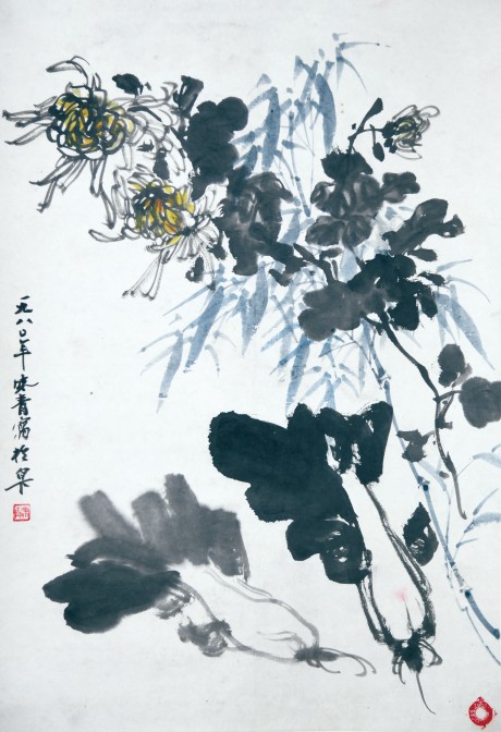 李味青  花卉立軸	98*65cm