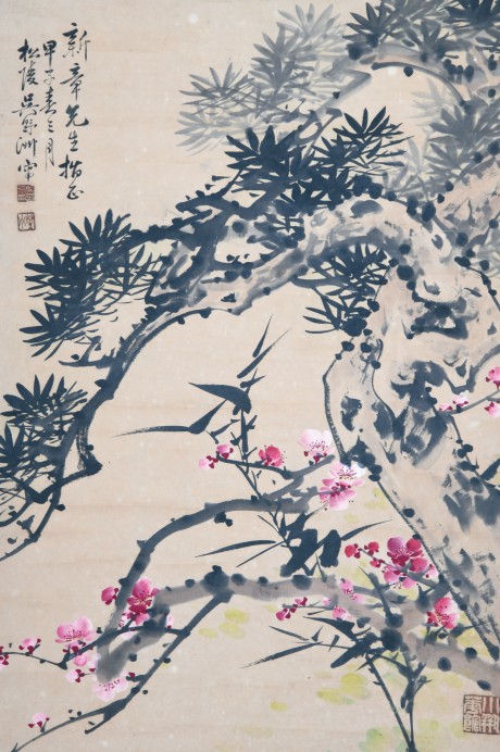 吳野洲  梅花立軸	68*45cm