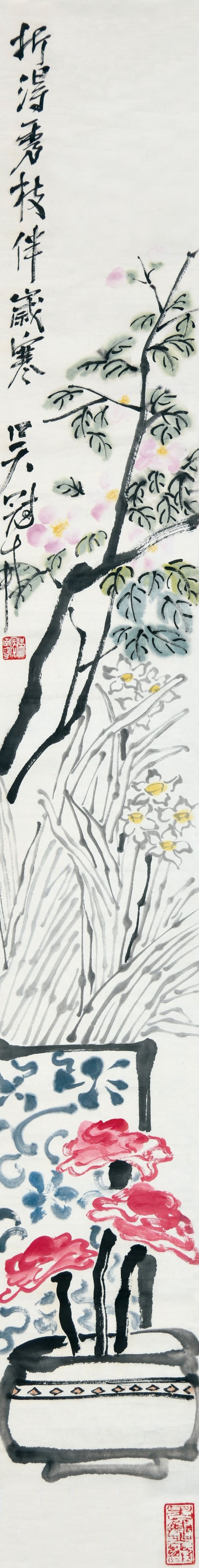 吳冠南  花卉鏡片	133×17CM