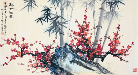 陳大章  梅花鏡片	144×79CM