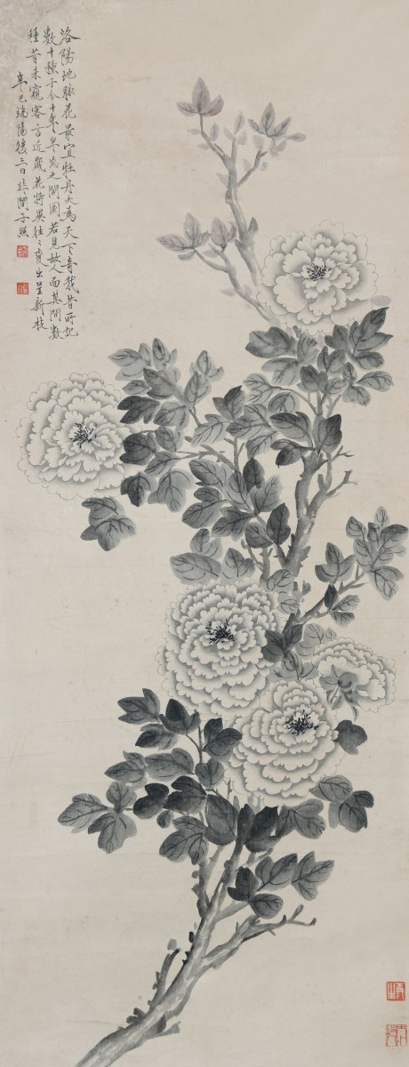 于非闇  花卉立軸 113×45CM