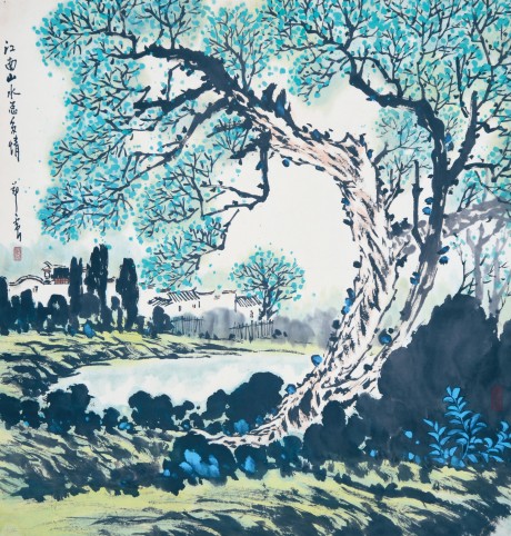 鄭正  山水立軸 61×59CM