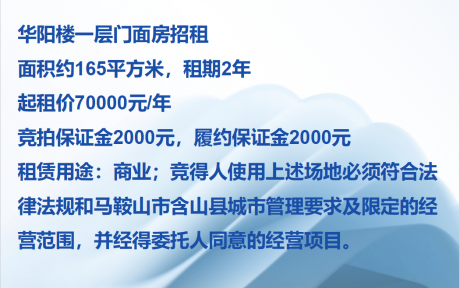 含山縣華陽樓一層門面房招租